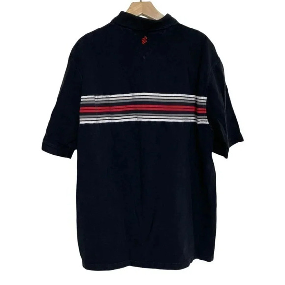 ROCA WEAR‎ Vintage XL black polo with red & white stripes Retro Hip Hop - Picture 2 of 5